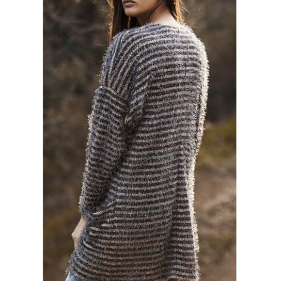 ASTARS Cupcakes Cardigan Blush Pink Gray Stripe Eyelash Pockets Long Size Small - Picture 2 of 14